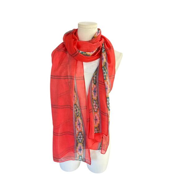 Women’s J.Crew Polyester Red Checkered Scarf OSFA - Picture 1 of 4